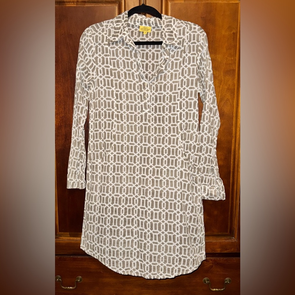Roberta Roller Rabbit Shirt Dress Geometric Design size Small with pockets.